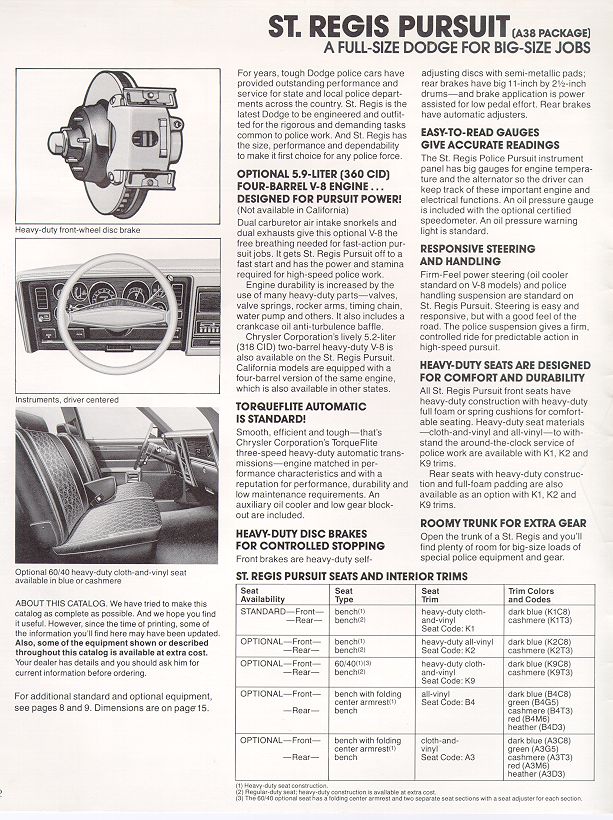1980 Dodge Police Vehicles Brochure Page 7